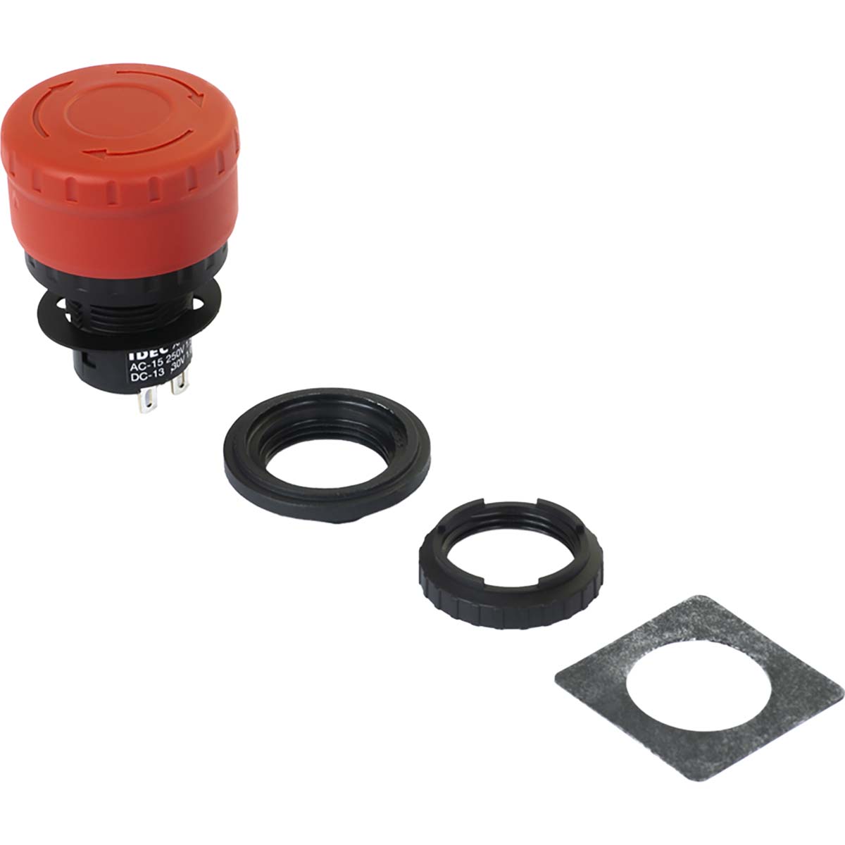 Emergency stop switch, 2 openers, with red cap Emergency stop switch, 2 openers, with red cap