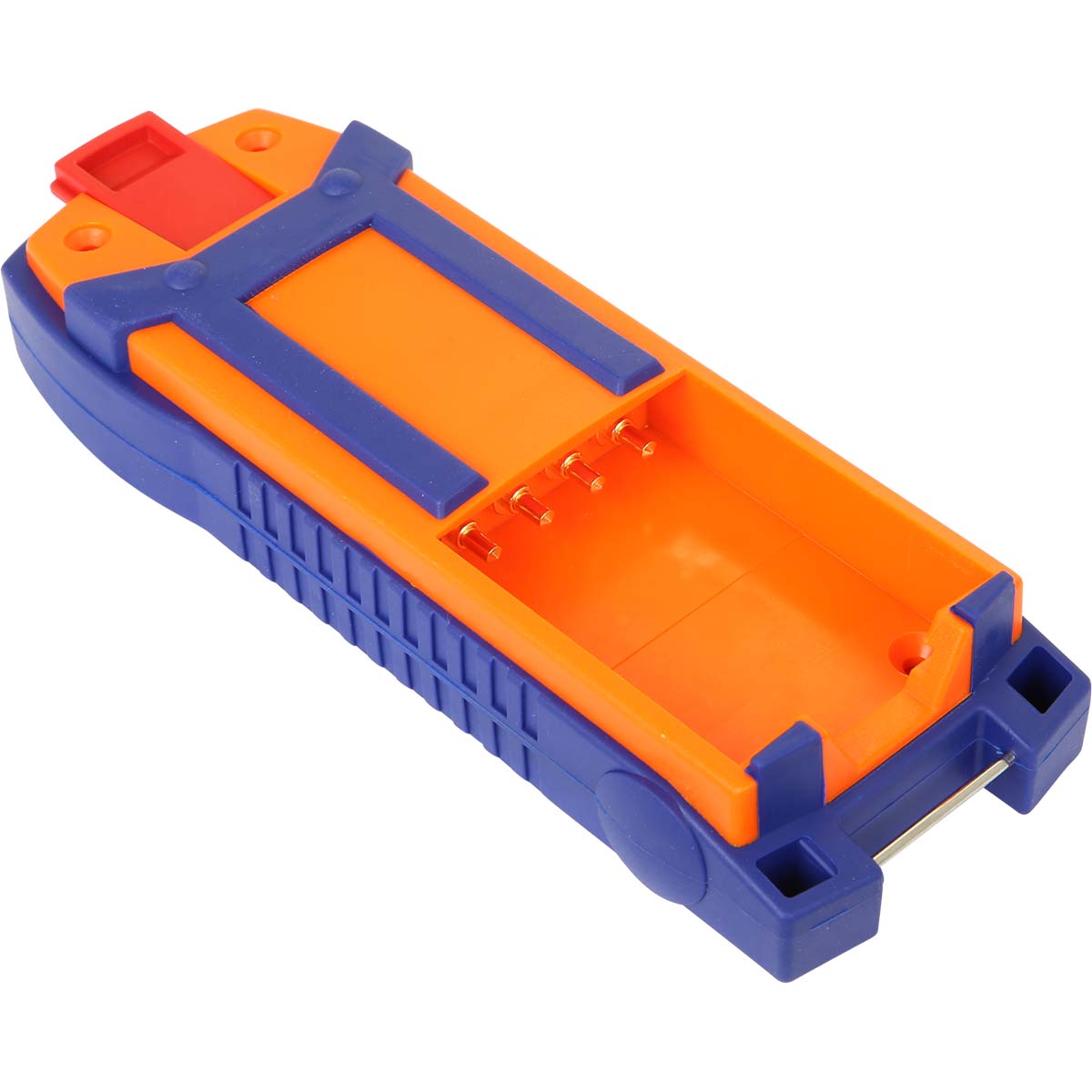 Sendergehäuse Unterteil quadrix, orange/blau mit Verdrahtungshilfe, Schutz- folie, Stop-Schieber Sendergehäuse Unterteil quadrix, orange/blau mit Verdrahtungshilfe, Schutz- folie, Stop-Schieber